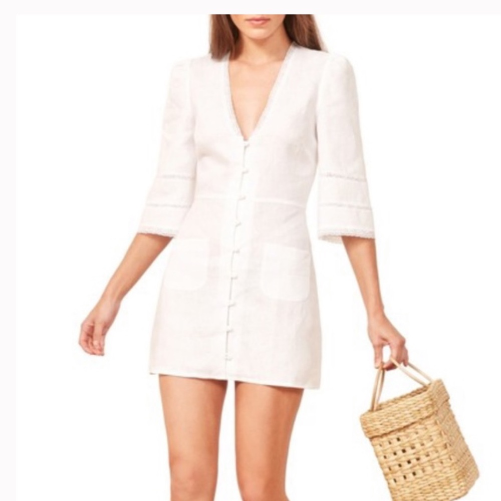 Brand New! Reformation Eloise Dress in white Linen